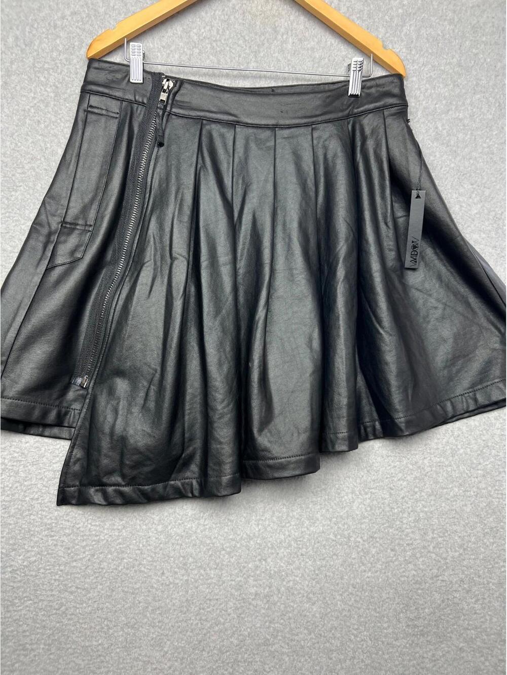 Widow Wrap faux Leather Pleated Mini Skirt Baddie Goth Grunge Edgy Urban Punk